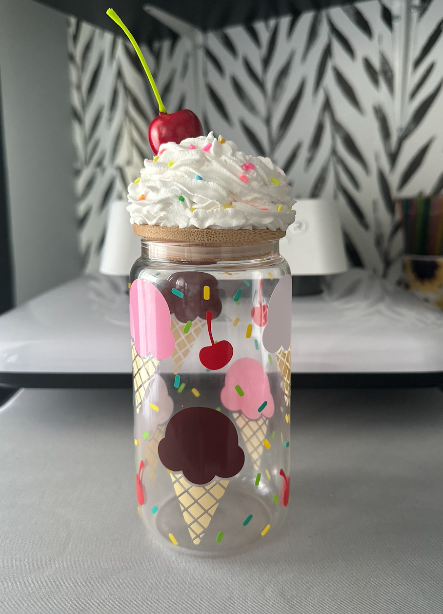 Ice Cream Cone 16oz Glass Can