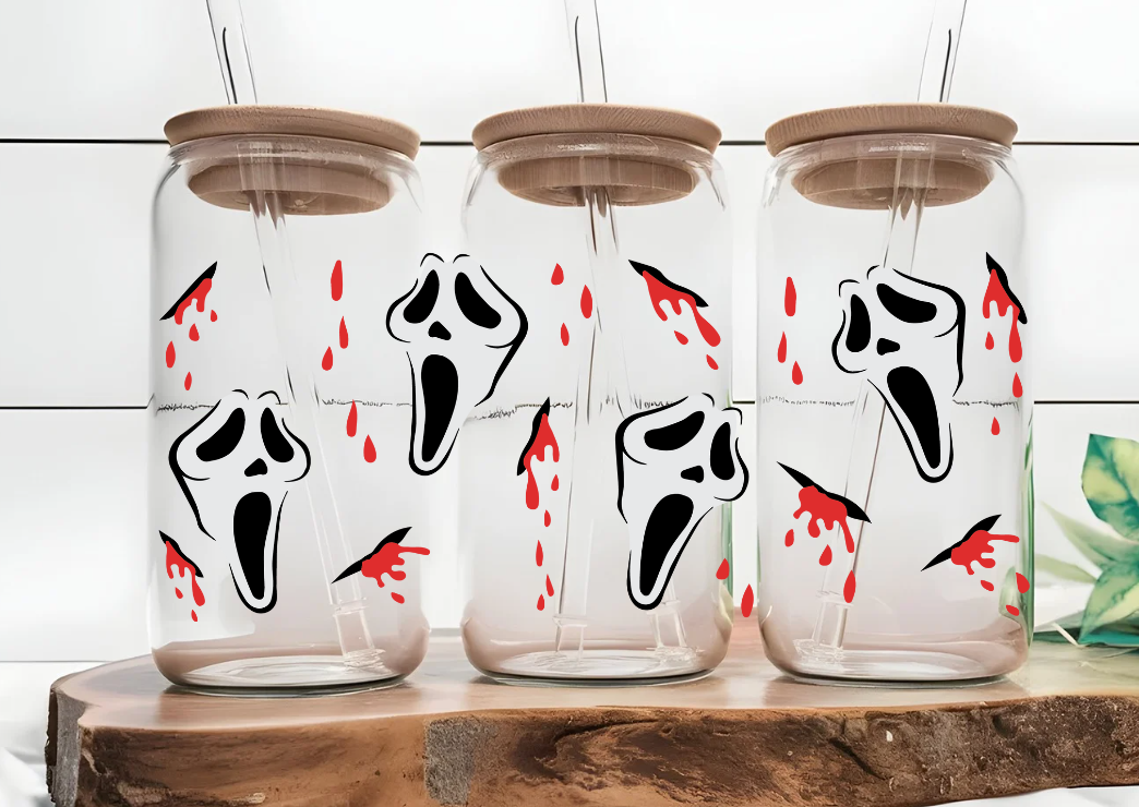 Horror Movie Ghost 16oz Glass Can