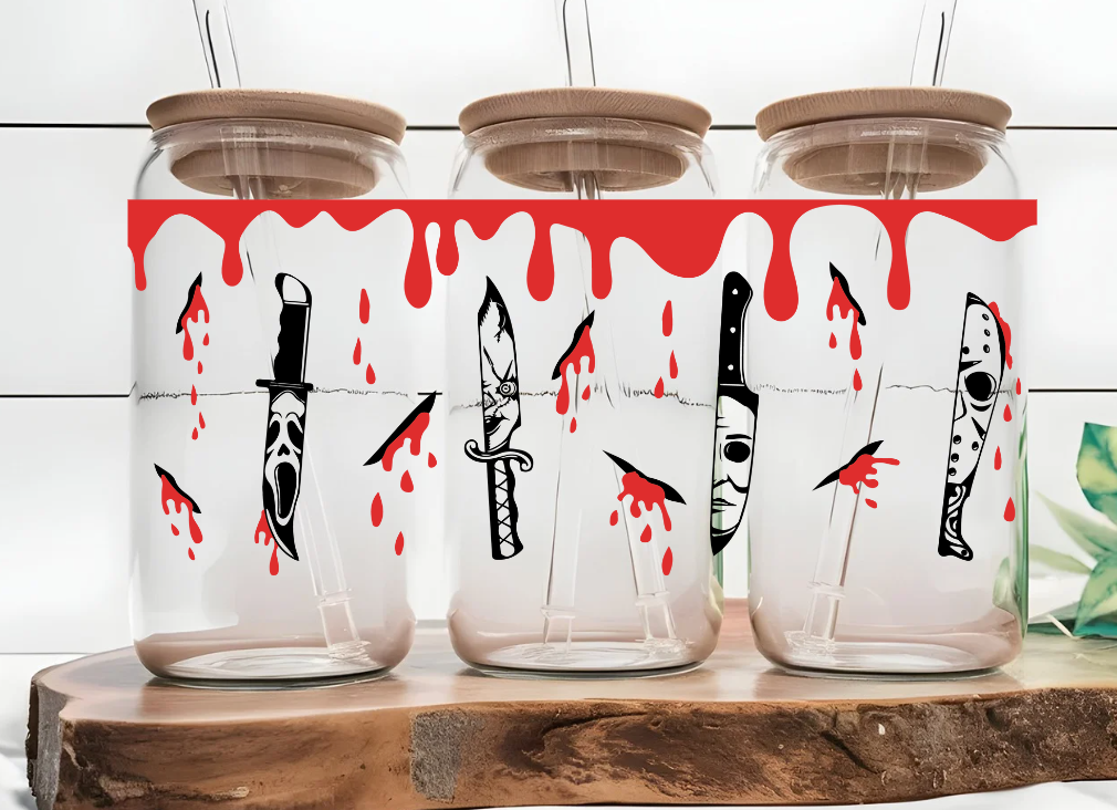 Horror Movie 16oz Glass Can