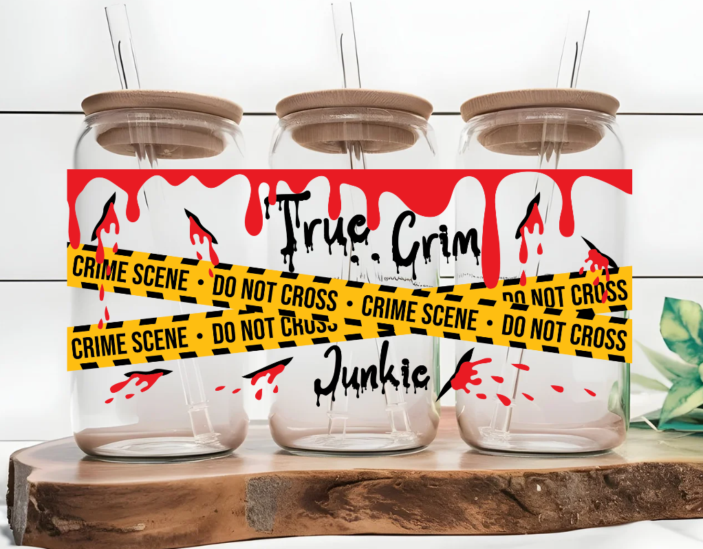 True Crime 16oz Glass Can