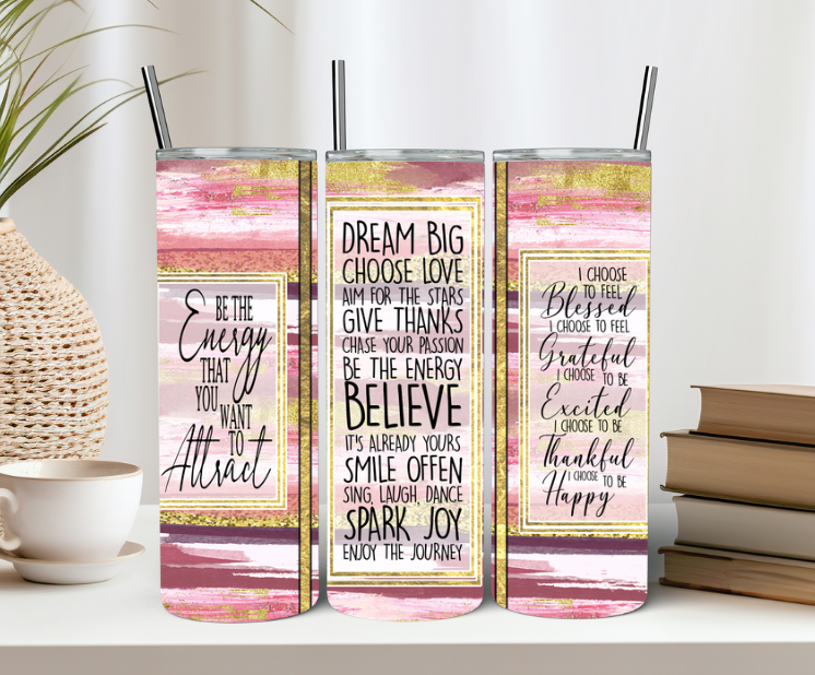 Pink Motivational Tumbler