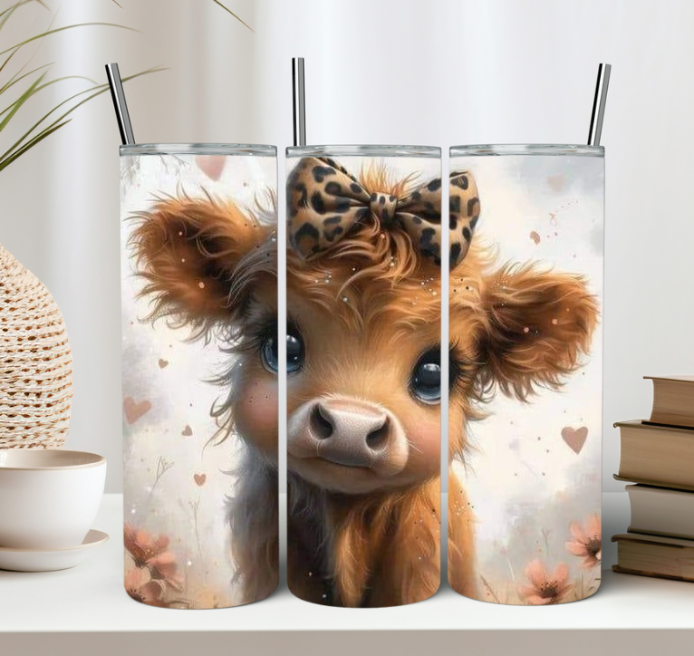 Leopard Bow Baby Cow Tumbler