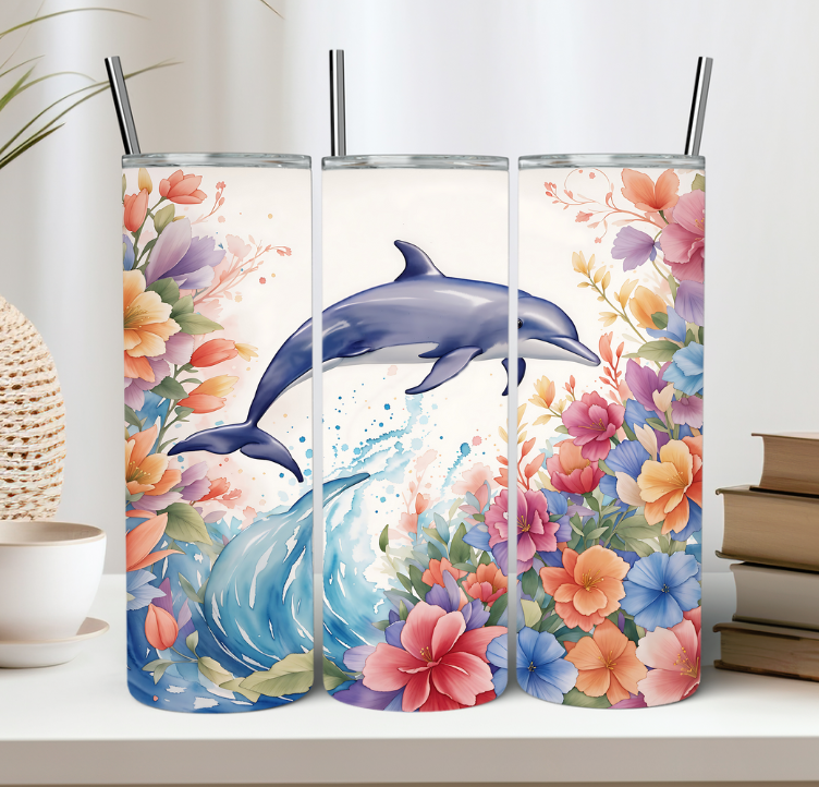 Floral Dolphin Tumbler