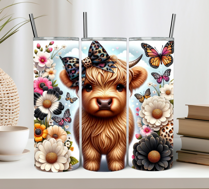 Butterfly Floral Cheetah Baby Cow Tumbler
