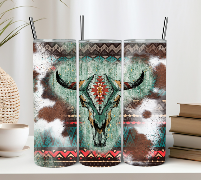 Bull Skull Aztec Tumbler