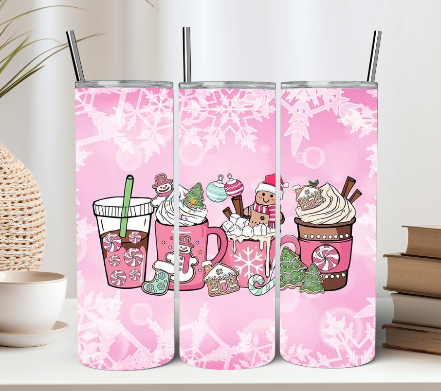 Pink Christmas Drink Tumbler