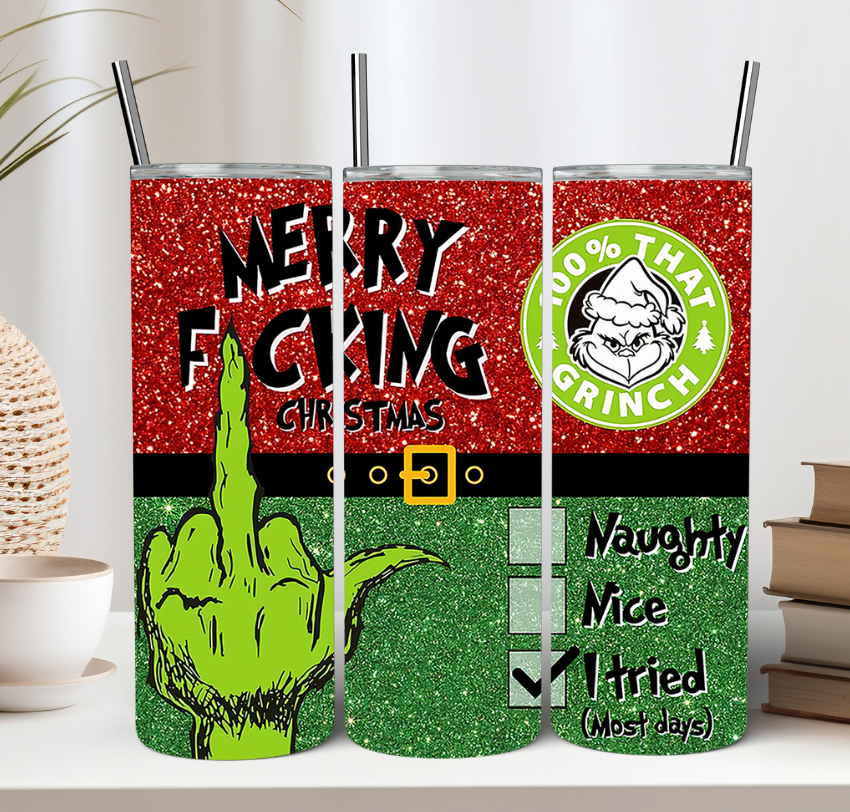 Middle Finger Naughty or Nice Tumbler