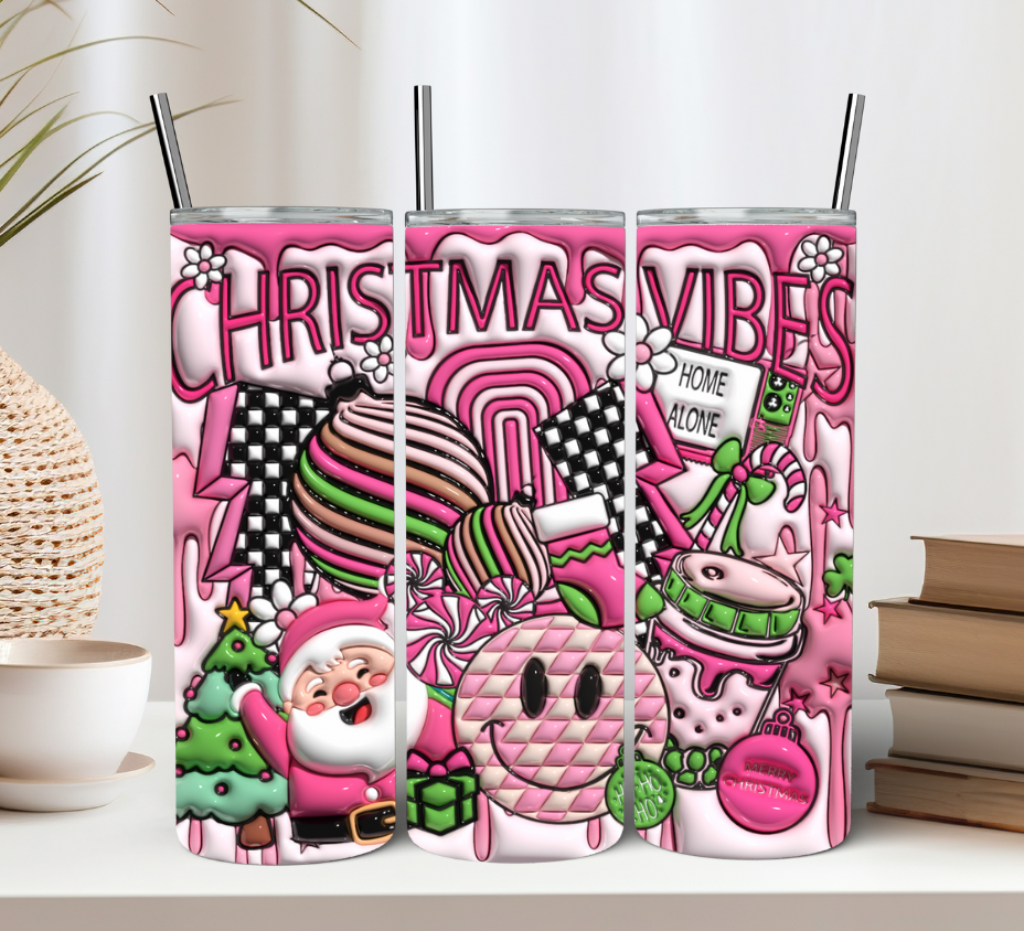 Pink Christmas Vibes Tumbler
