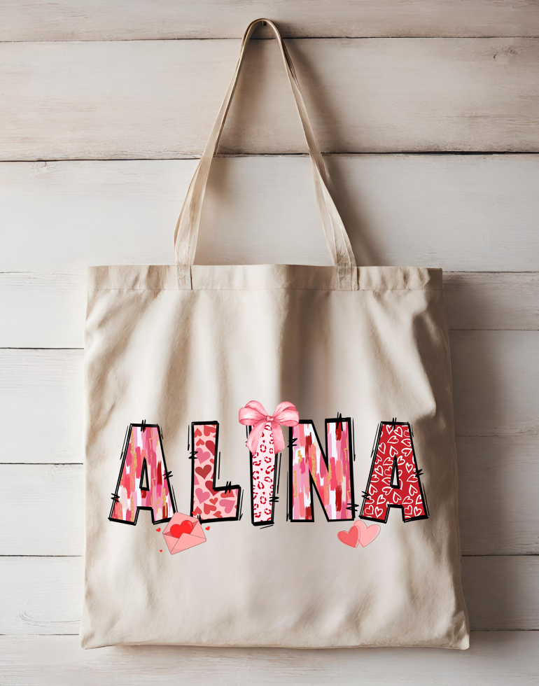Custom Name Valentine's Day Totebag