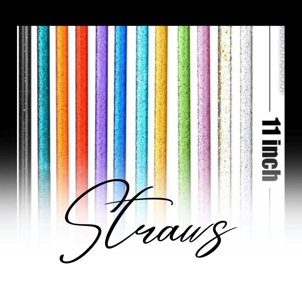 Glitter Straws 7-8mm Multi- Colored 11inch Straws