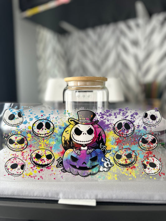 Paint Splat Jack 16oz Glass Can