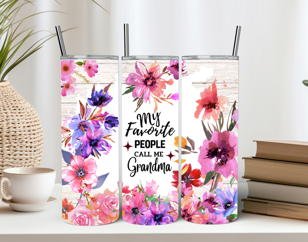 My Favorite People Call Me Grandma Tumbler Floral Tumbler Gift for Grandmother Gift From Grandkids