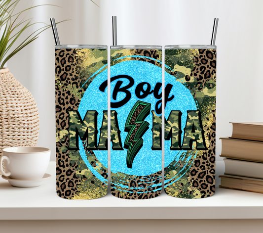 Boy Mama Leopard and Camo Print  20oz Tumbler