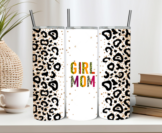 Girl Mom 20oz Tumbler Glitter Leopard Print