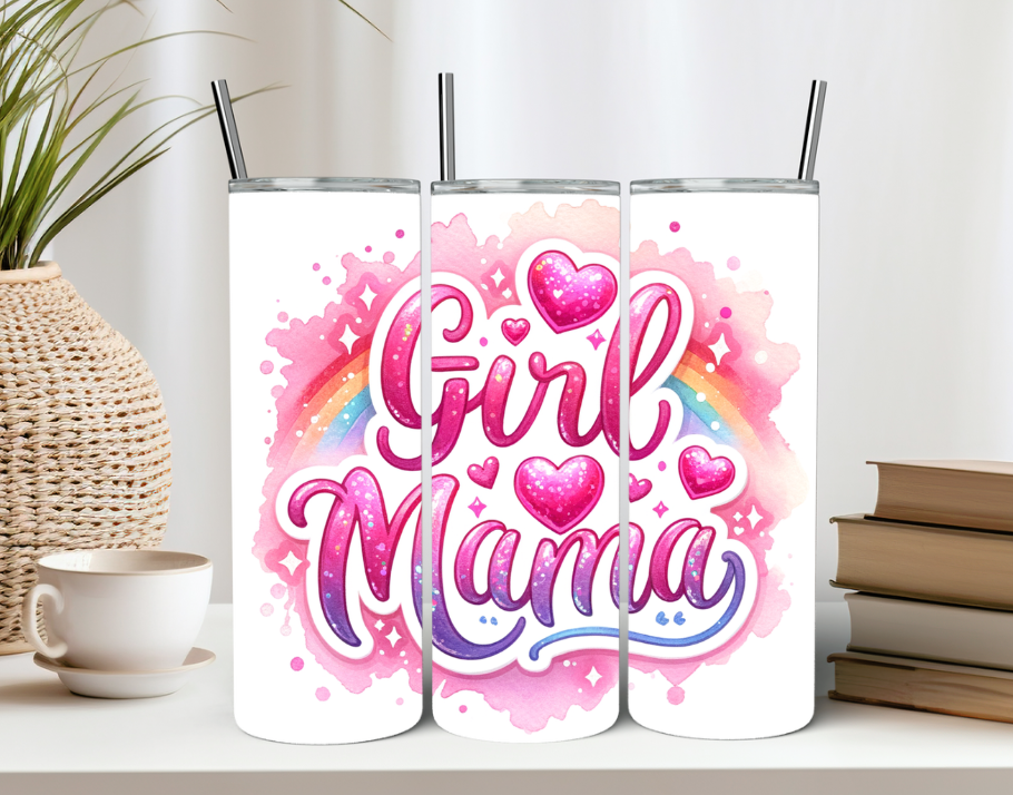 Girl Mama Rainbow Paint Splatter 20oz Tumbler