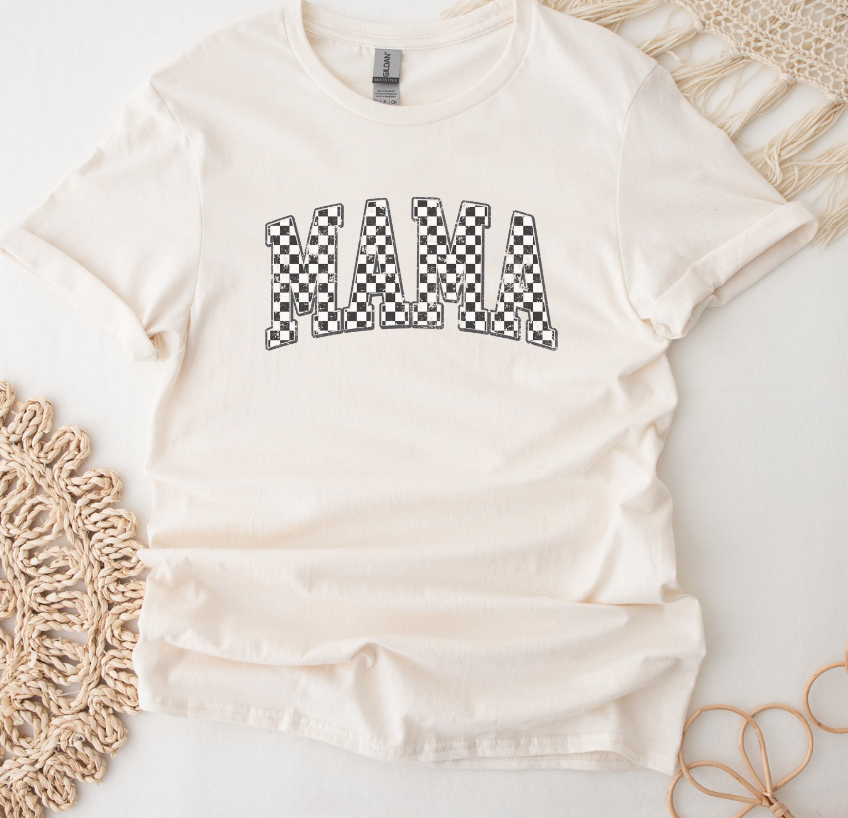 Checkered Print Mama Shirt