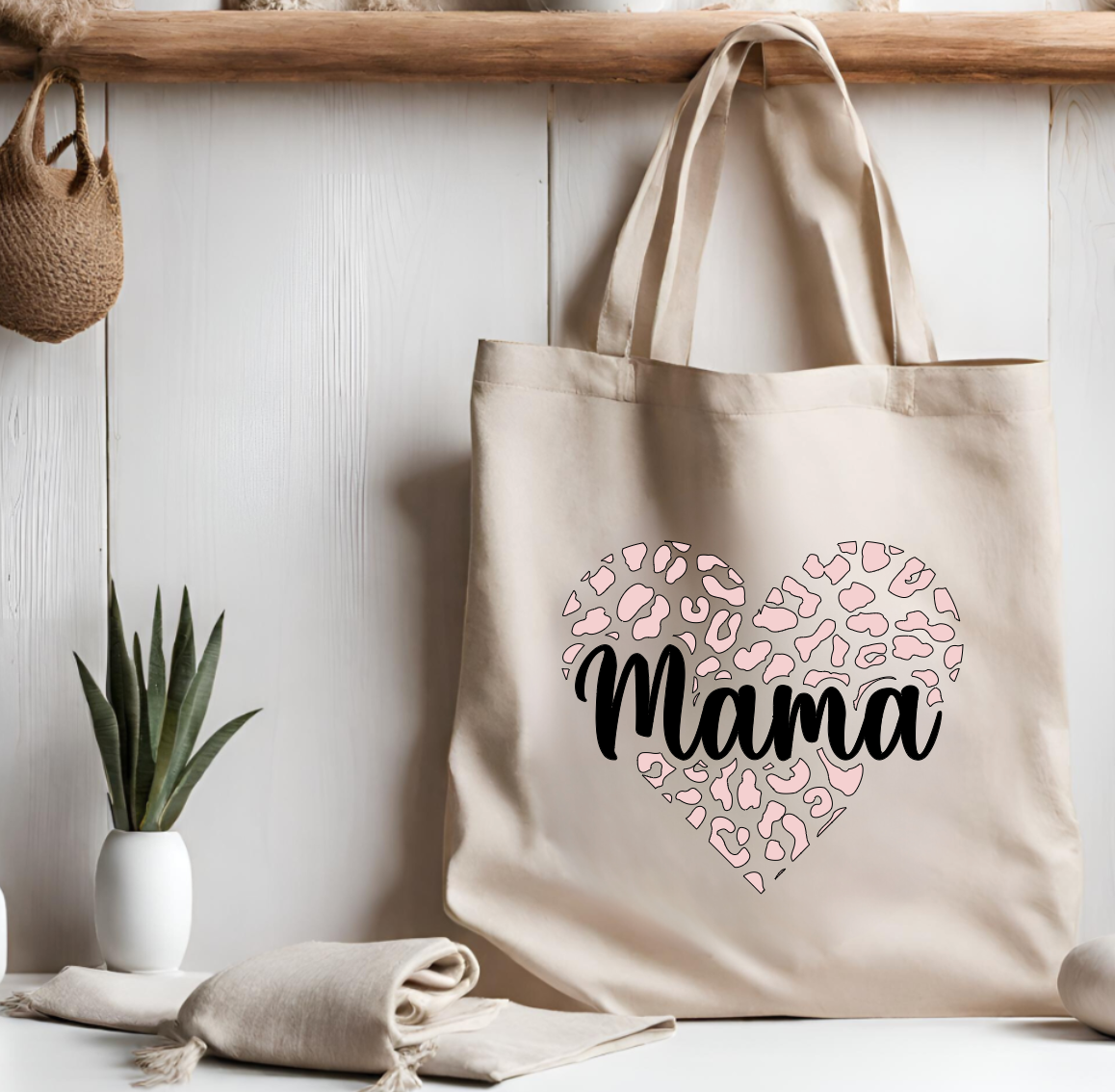 Heart Leopard Mama Totebag