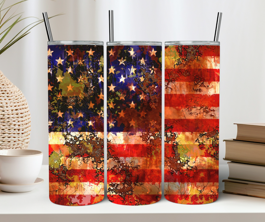 Distressed Rustic American Flag 20oz Tumbler