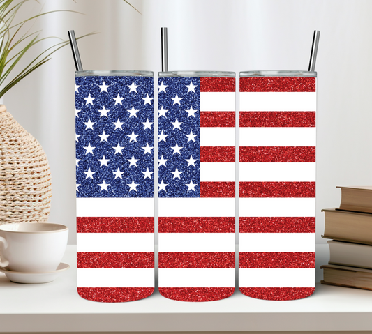 Glitter American Flag 20oz Tumbler