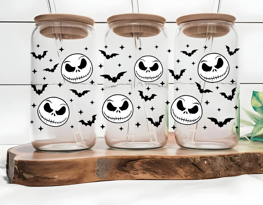 Bat and Jack 16oz Glass Can