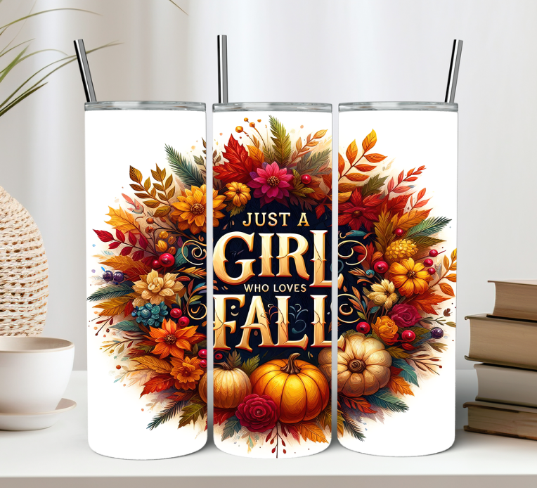 Just A Girl Who Loves Fall Wreath 20oz Tumbler