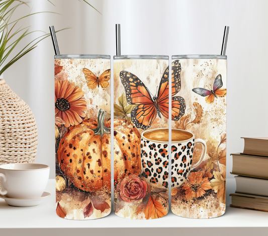 Autumn Butterfly Pumpkin Coffee 20oz Tumbler