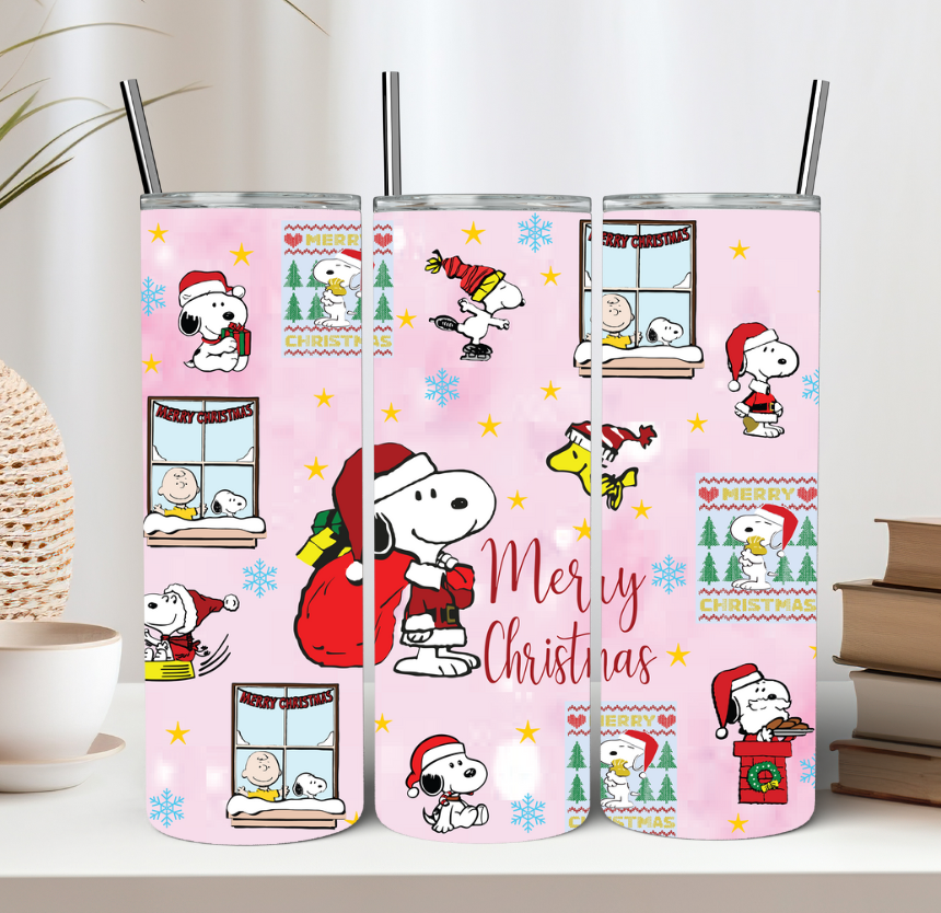 Pink Christmas Snoop Tumbler