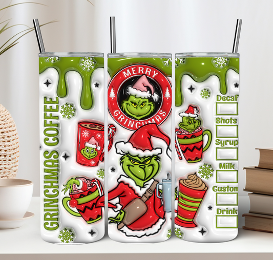 Green Drip Christmas Coffee Tumbler