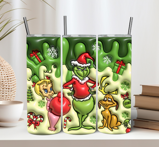 3D Green Man Christmas Tumbler