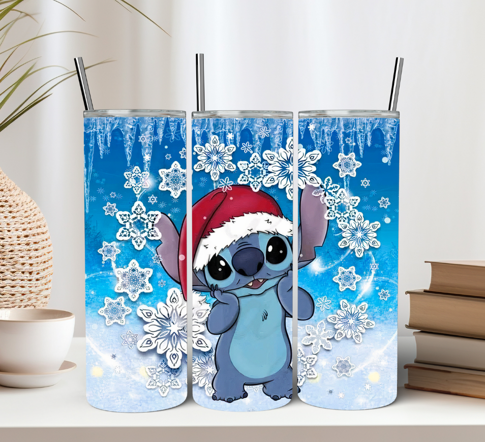 Blue Alien Christmas Tumbler