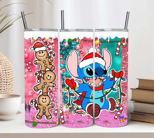 Gingerbread Blue Alien Christmas Tumbler