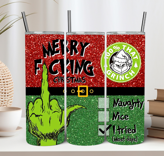 Middle Finger Naughty or Nice Tumbler