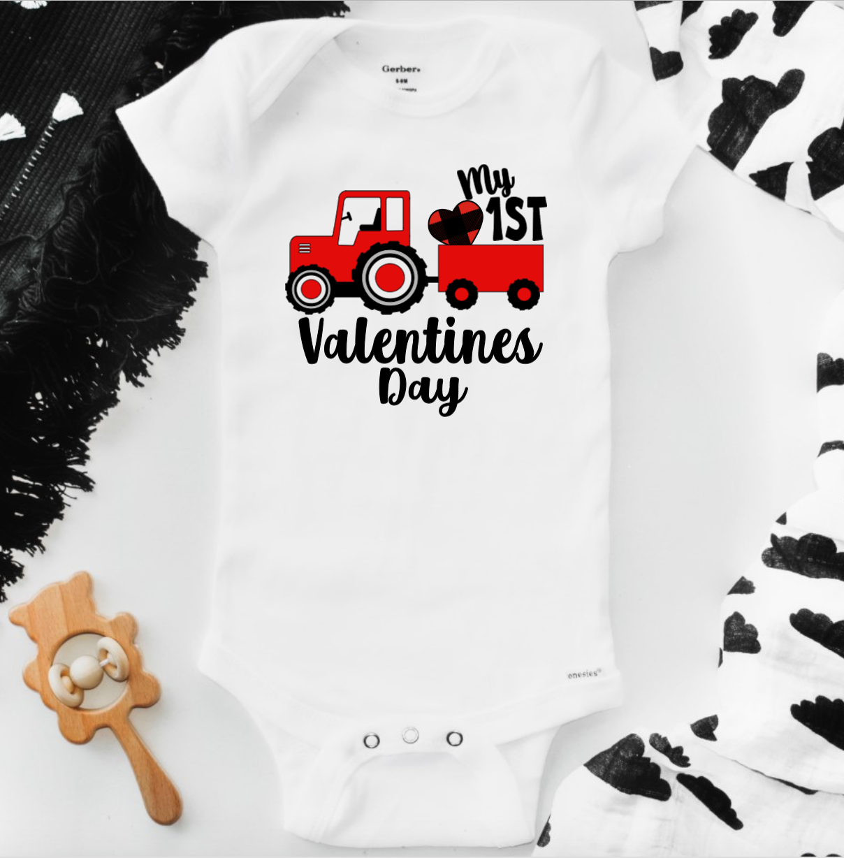 My First Valentine's Day Truck Onesie