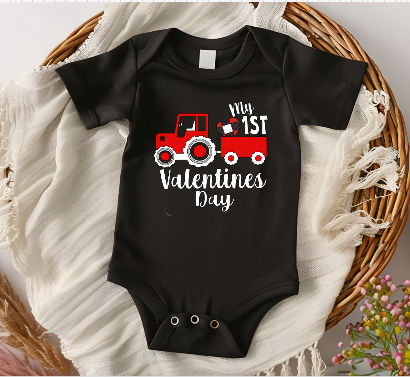 My First Valentine's Day Truck Onesie