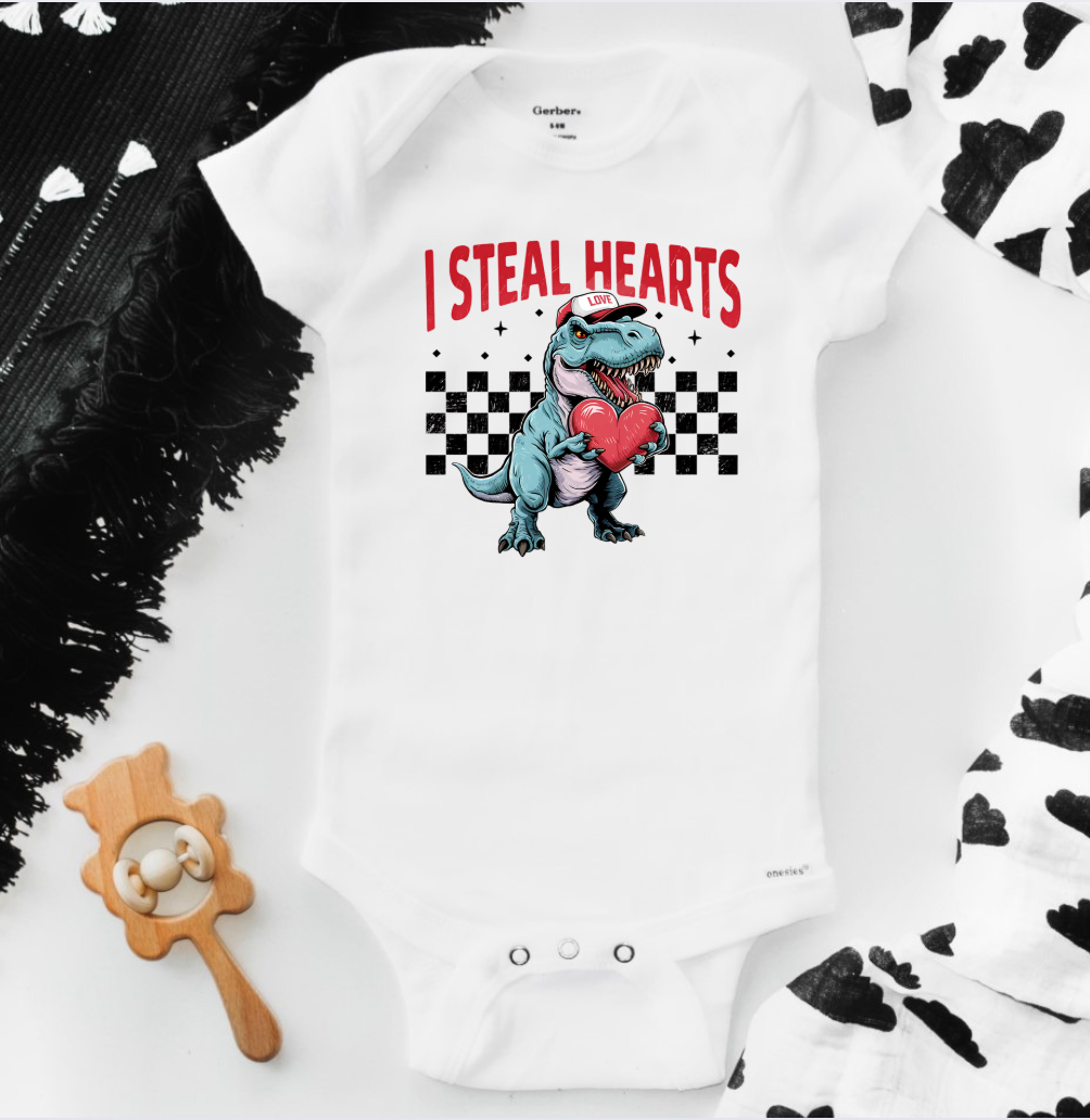 I Steal Hearts Dino Valentine's Day Shirts