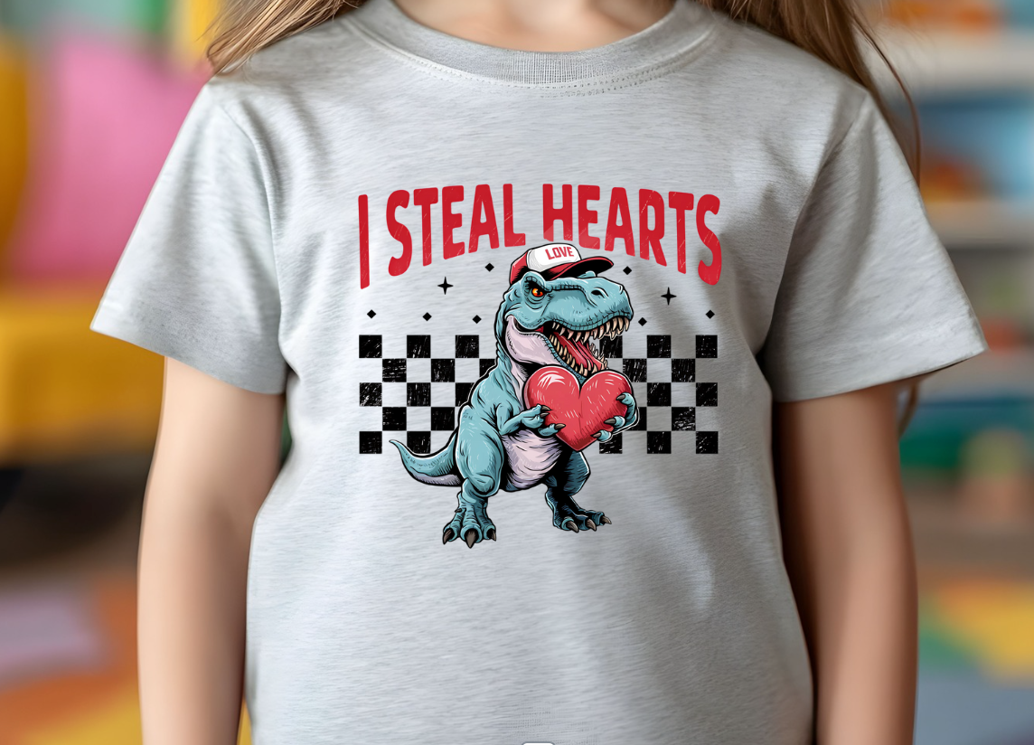 I Steal Hearts Dino Valentine's Day Shirts