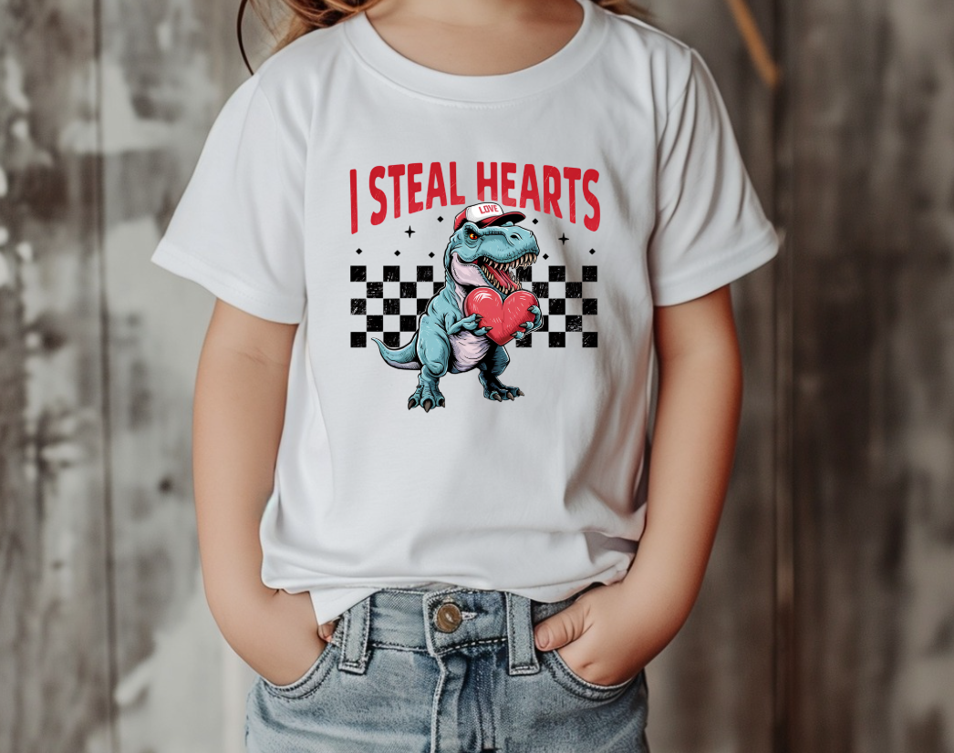 I Steal Hearts Dino Valentine's Day Shirts