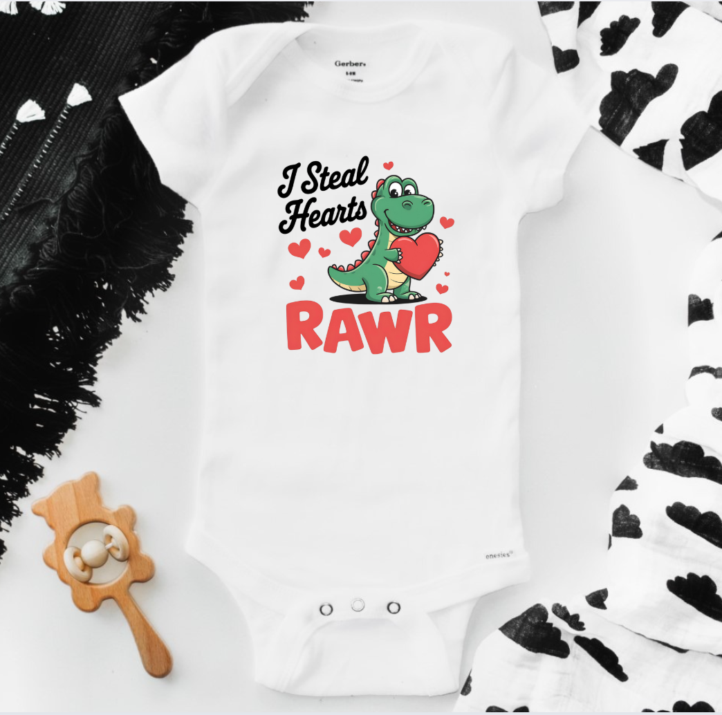 I Steal Hearts Rawr Dino Valentine's Day Shirts