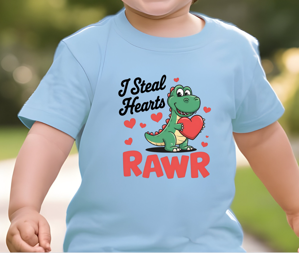 I Steal Hearts Rawr Dino Valentine's Day Shirts